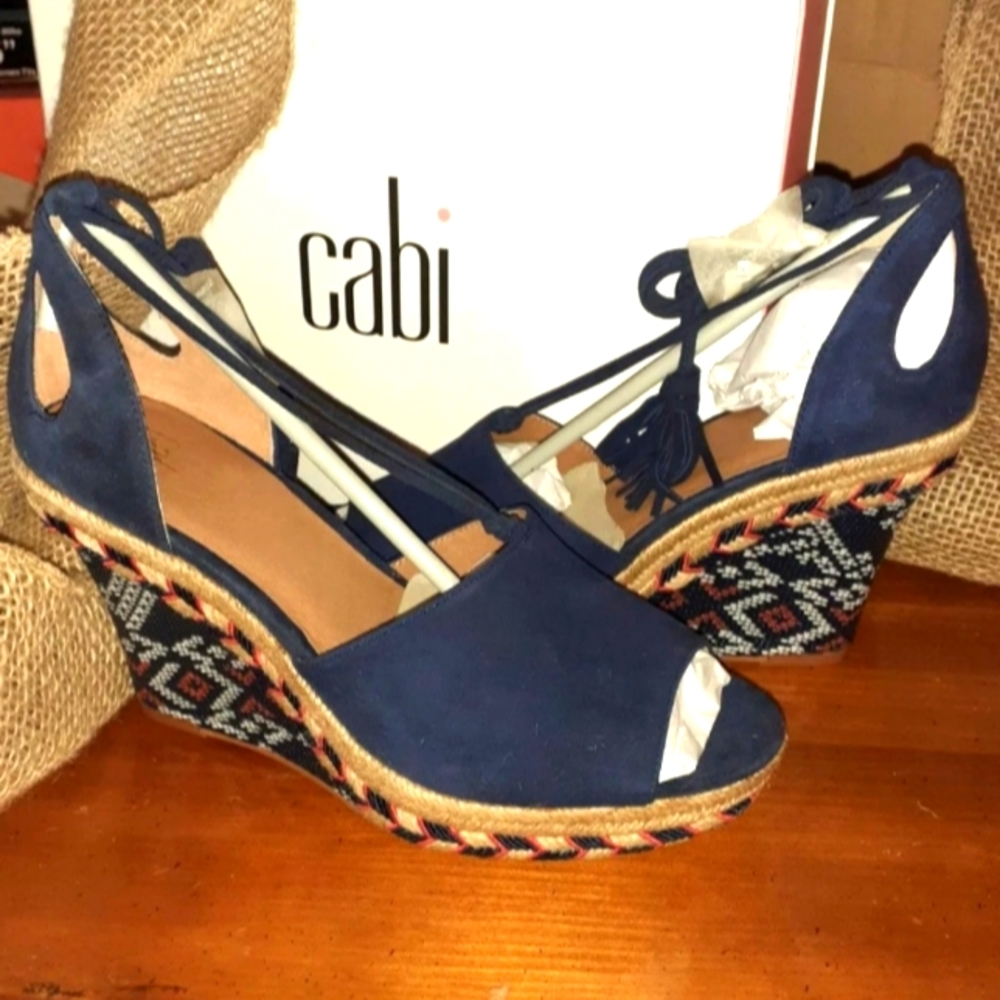 Blue Beaded Wedges Espadrilles 7